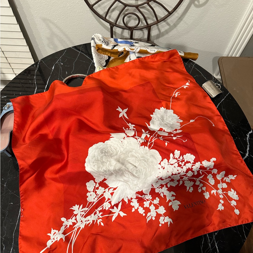 Valentino red silk scarf